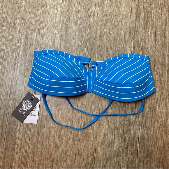 Vince Camuto Striped Underwire Bikini Top Swimwear - Picture 3 of 4